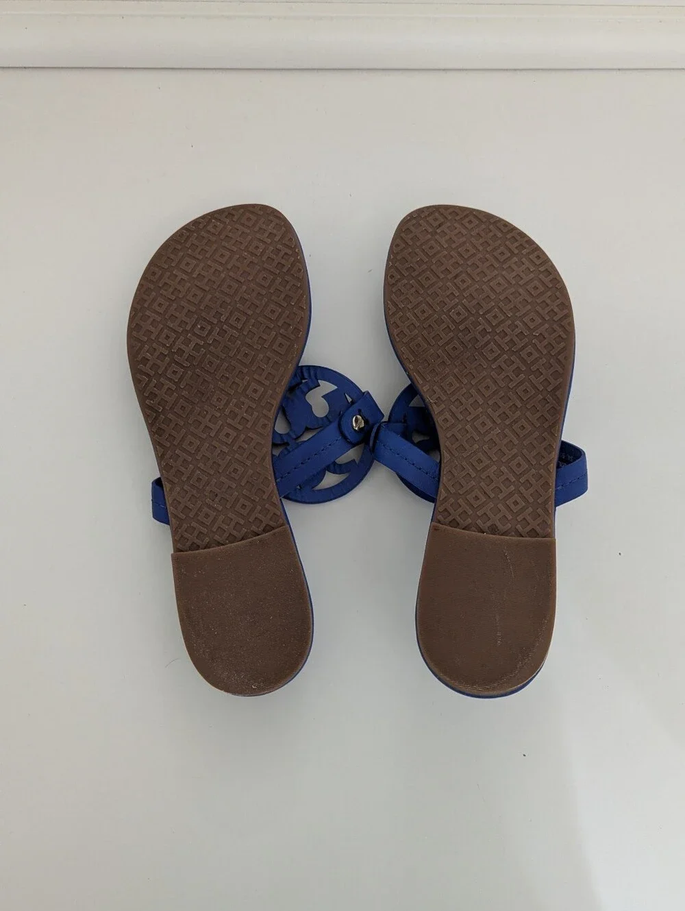 Tory Burch Miller Sandal In Blue Leather Size 5.5